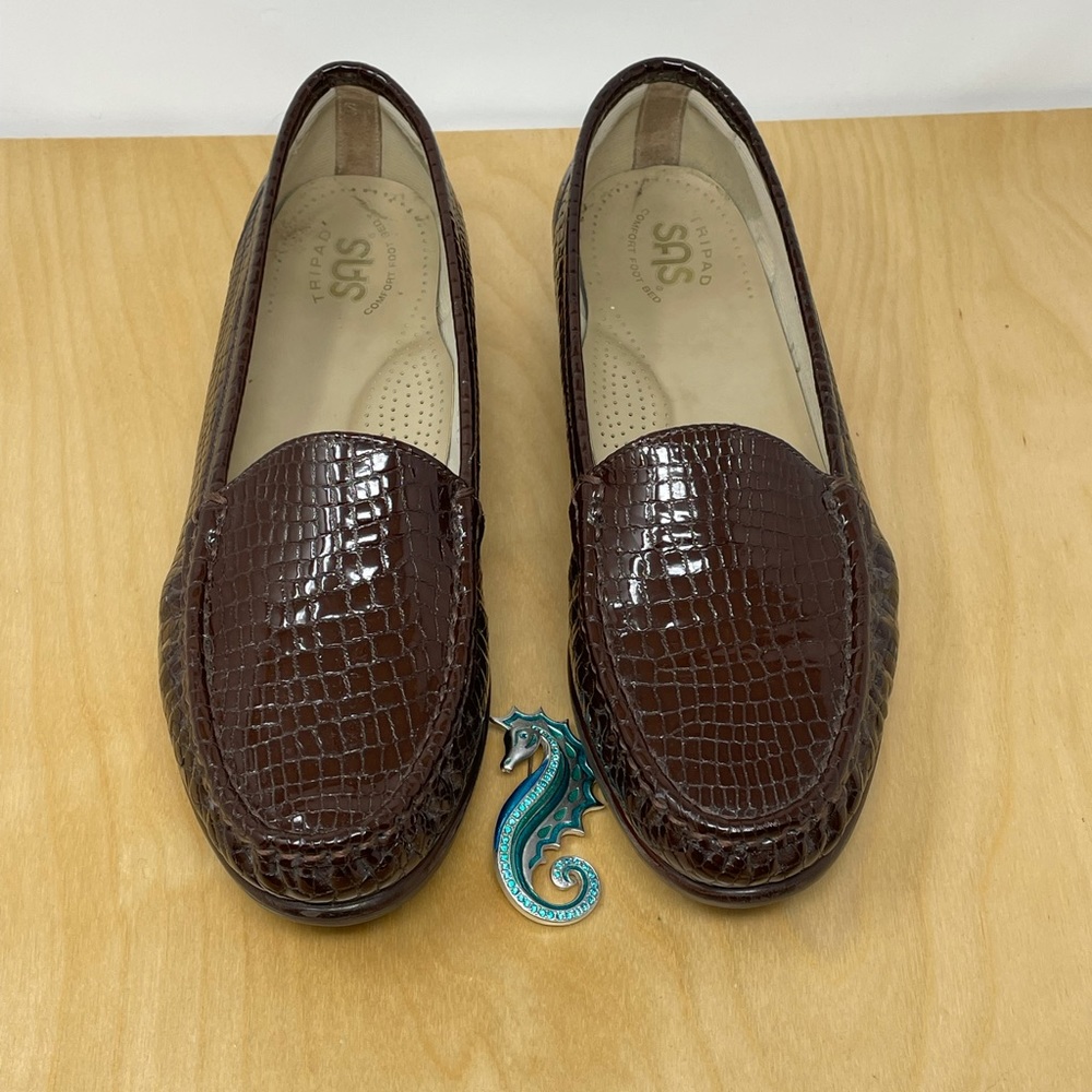SAS Simplify Slip On Loafer Croc Print Leather 10